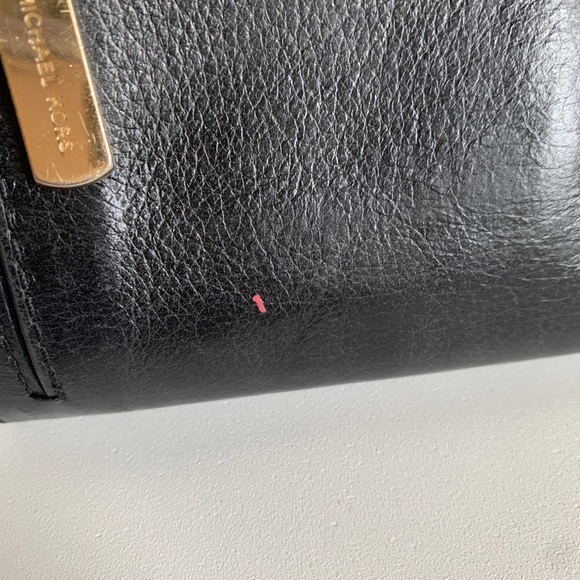 Michael Kors Collection Pebbled Leather Wallet Black Gold Hardware - Picture 4 of 12